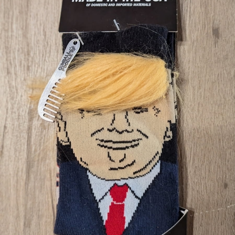 Donald Trump Socks - 1 Pair With Hair President Trump Socks - Gumball Poodle NWT